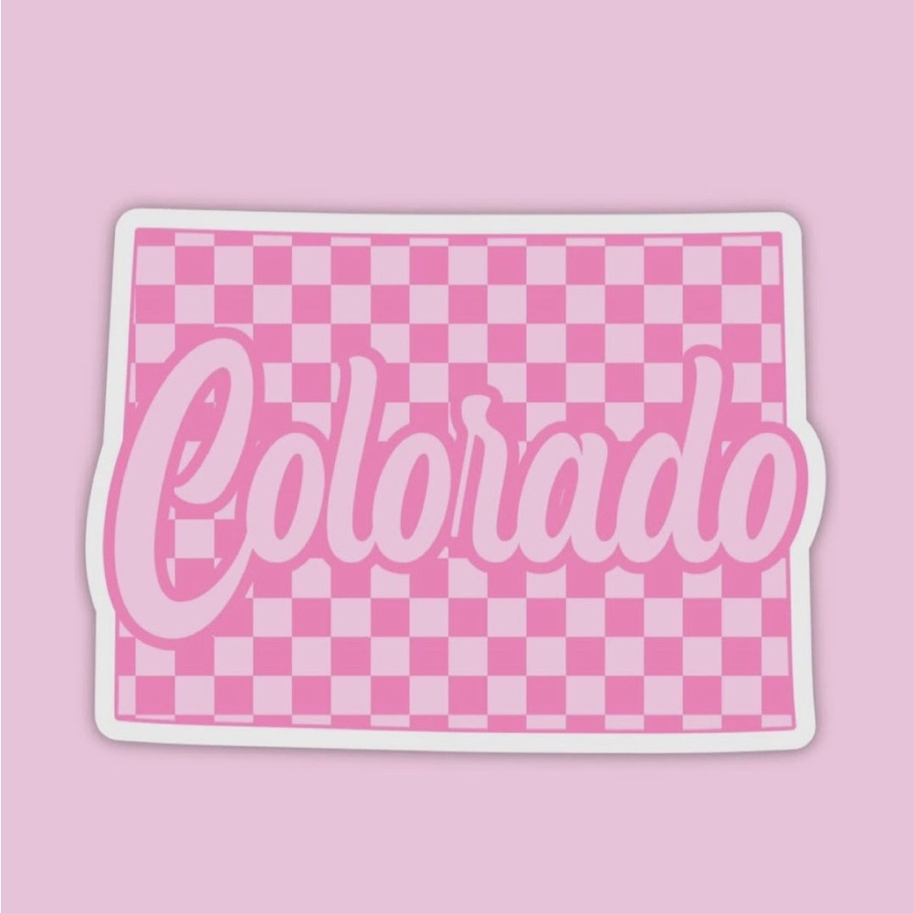 Colorado Pink Checker Sticker